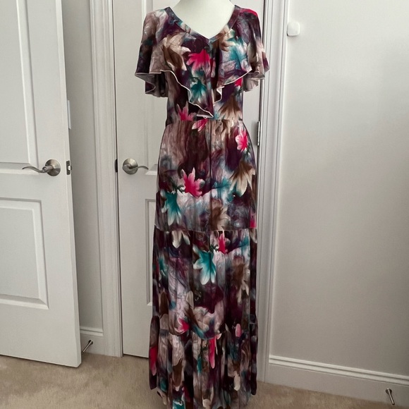Soft Surroundings Watercolor Floral Maxi Dress, M Tall - Picture 1 of 8